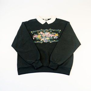 Vintage 90s Whim Z Flower Collared Pullover